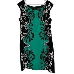 Voir Voir Women's Sleeveless Black‎ Green White Printed Dress Size 16